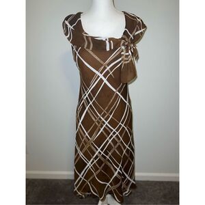 Women’s Brown Chiffon Fully Lined Midi Dress 6
